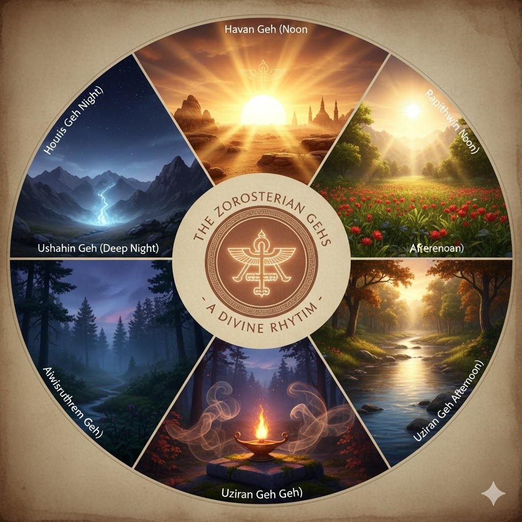 The Divine Rhythm of the Day: Understanding the Zoroastrian Gehs